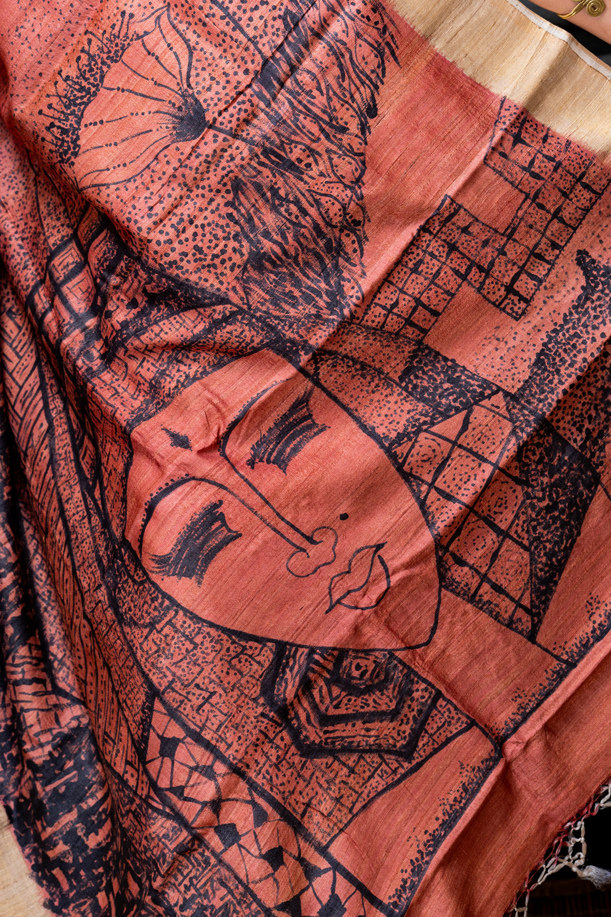 Hand Painted Tussar Silk Saree